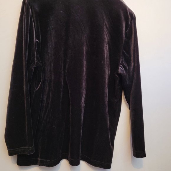 Vintage Gepetto Velour Pullover Black Rhinestone Zipper Women XL Shoulder Pads - Picture 7 of 7